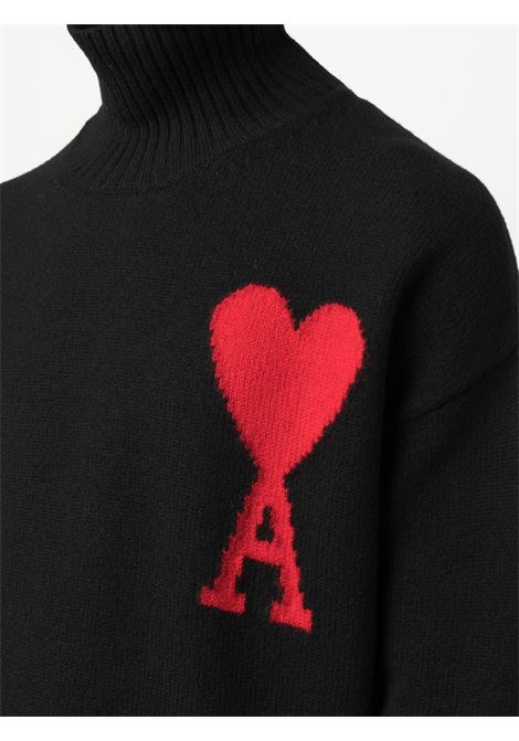 Maglione Ami de Coeur a collo alto in nero - unisex AMI PARIS | BFUKS402018009